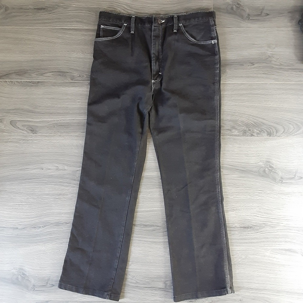 Vintage Sheplers Mens Black Western Jeans Contrast Stitch USA Made 34x30